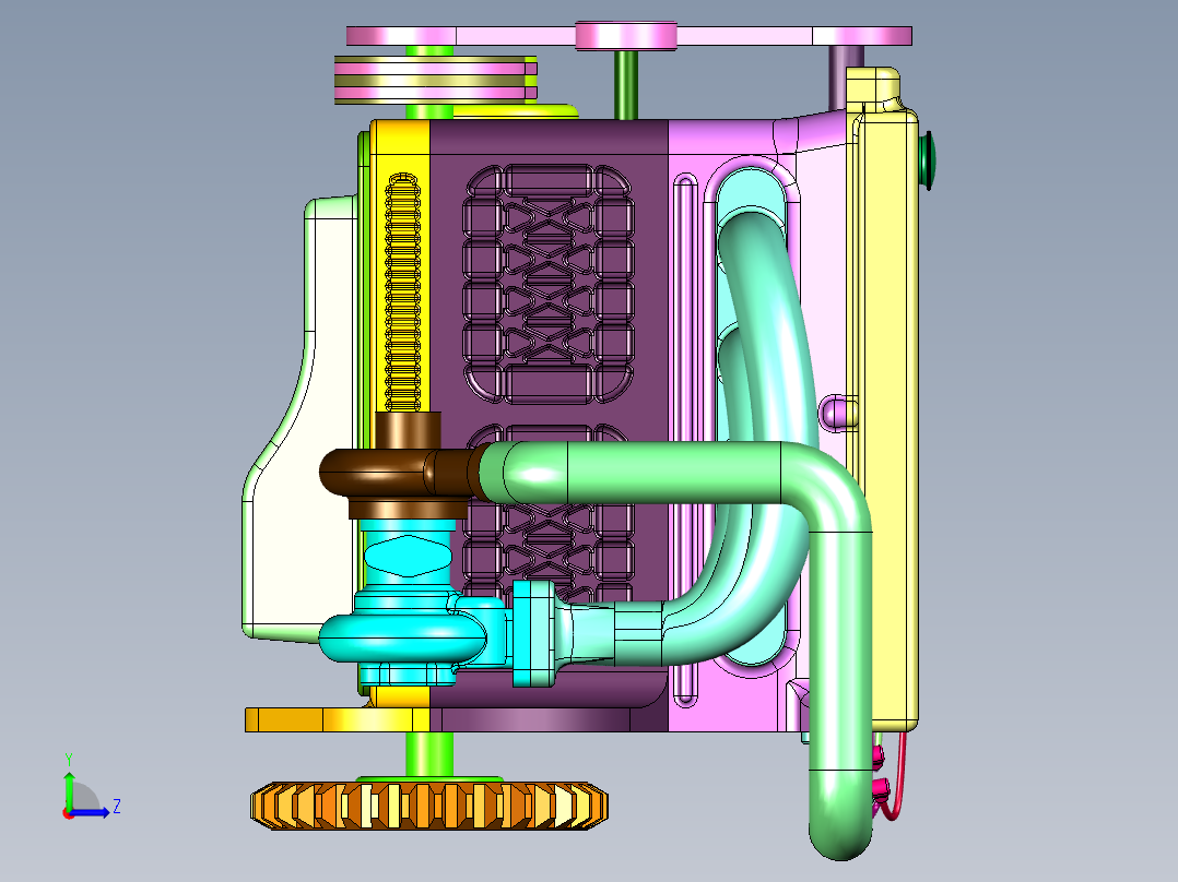 动力强劲双凸轮发动机左视图