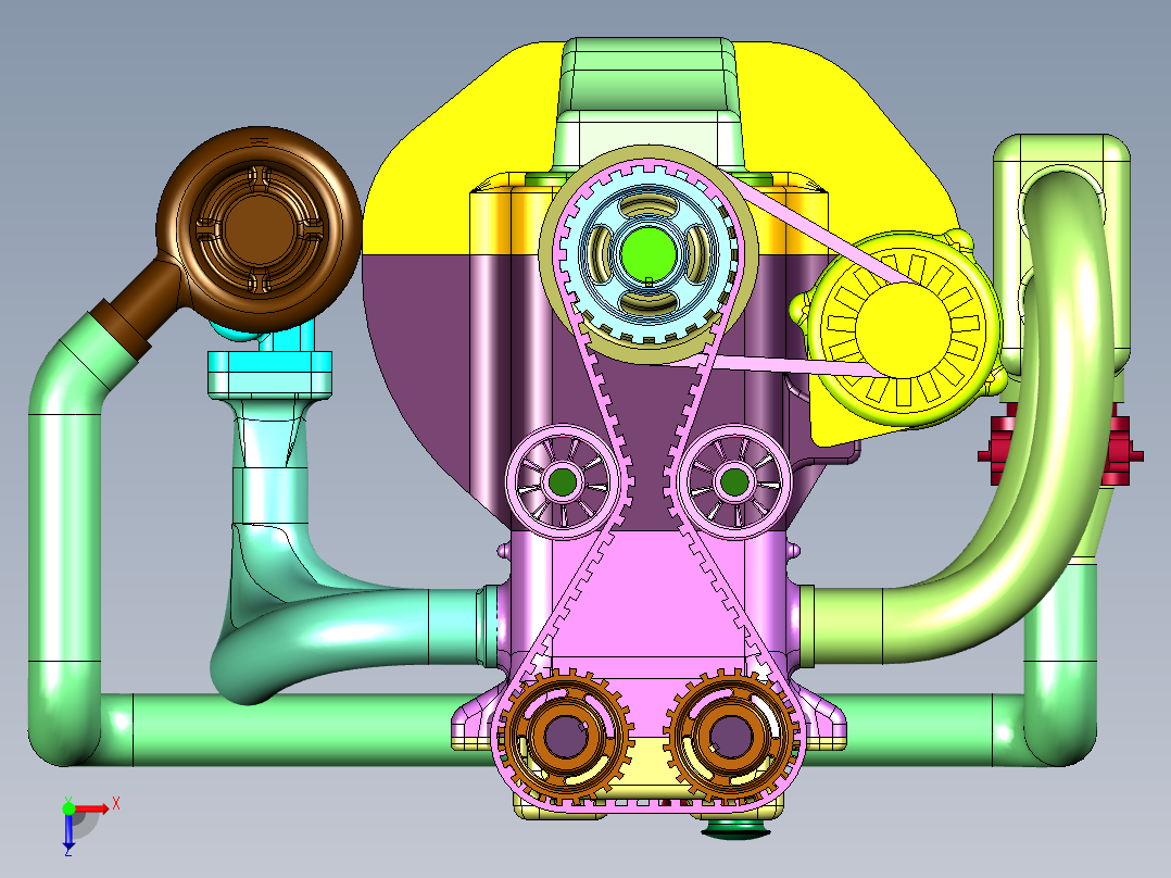 动力强劲双凸轮发动机俯视图