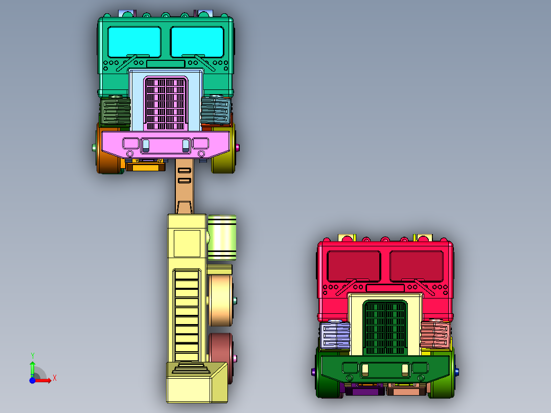 大卡车擎天柱机器人玩具前视图