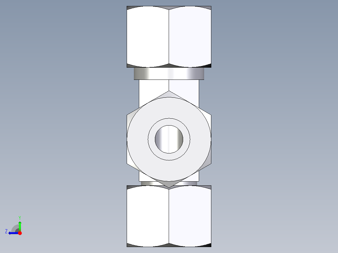 卡套式工业通用硬管接头EO_Swivel_nut_run_tee_EL12ZS71右视图