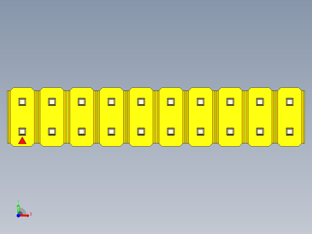彩色公头100mil（2.54mm）系列-DS1021_yellow_2x10p_100mil_Type1_rev1.0前视图