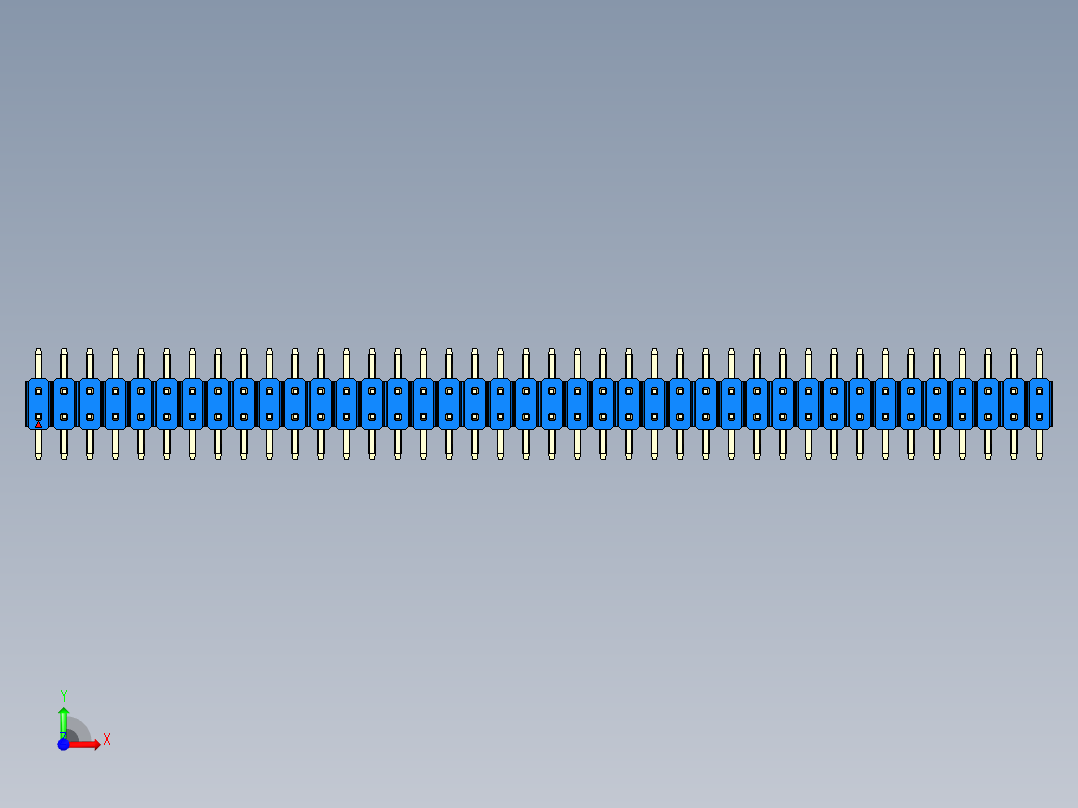 彩色公排针 100mil 2.54mm 系列-DS1022_blue_80p_100mil_TypeSMT_rev1.0前视图