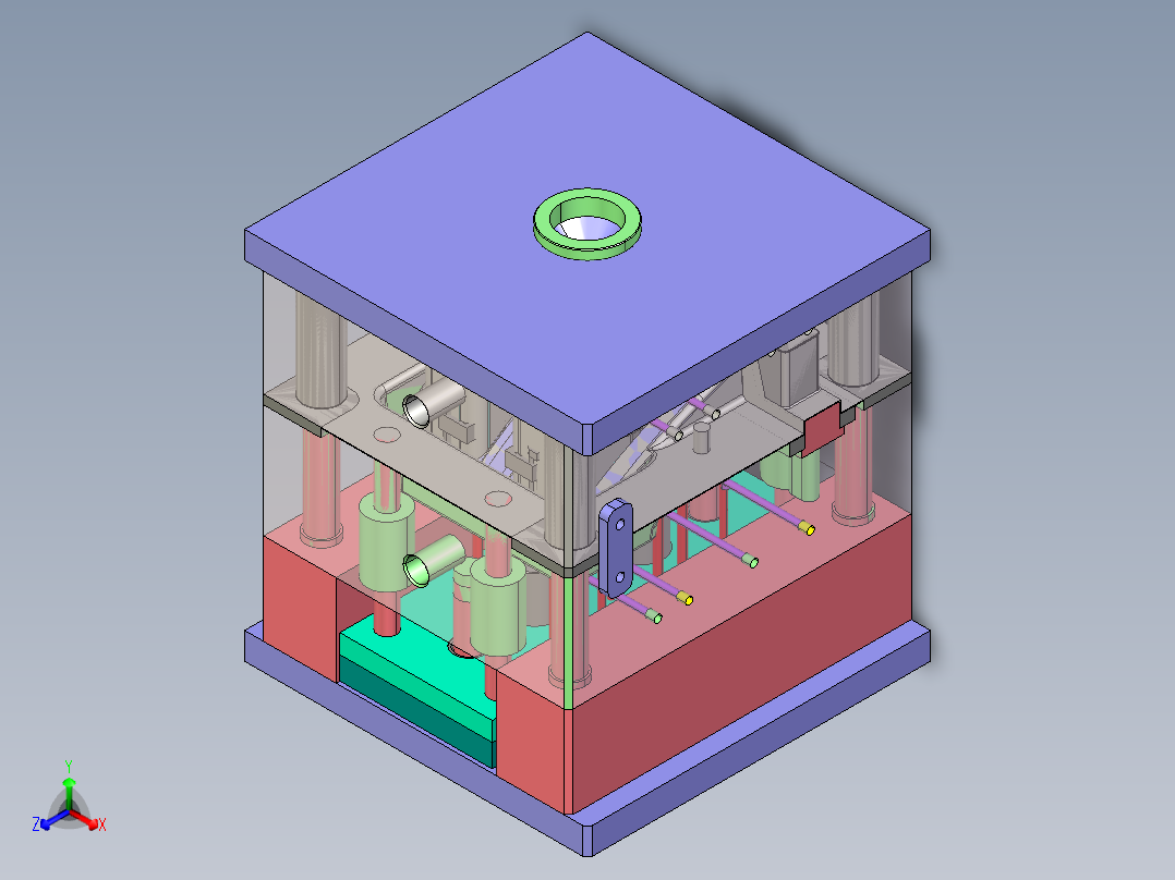 汽车前转向灯壳体全套模具图