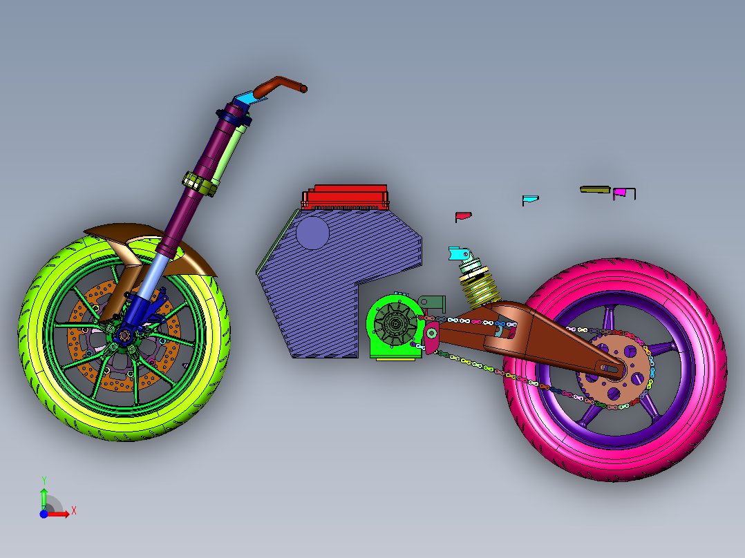 通勤越野电动两轮轻便摩托车前视图