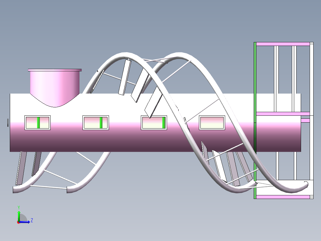 Q153-基于SolidWorks对带旋转电梯的水处理装置设计【三维SolidWorks】左视图