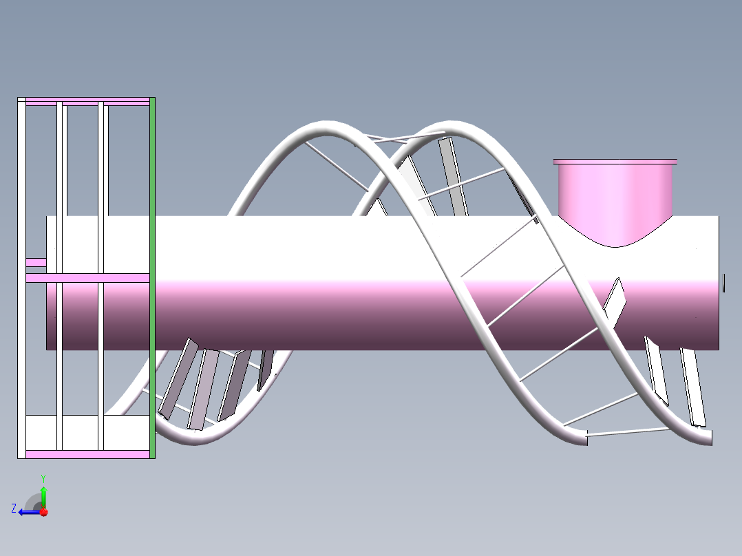 Q153-基于SolidWorks对带旋转电梯的水处理装置设计【三维SolidWorks】右视图