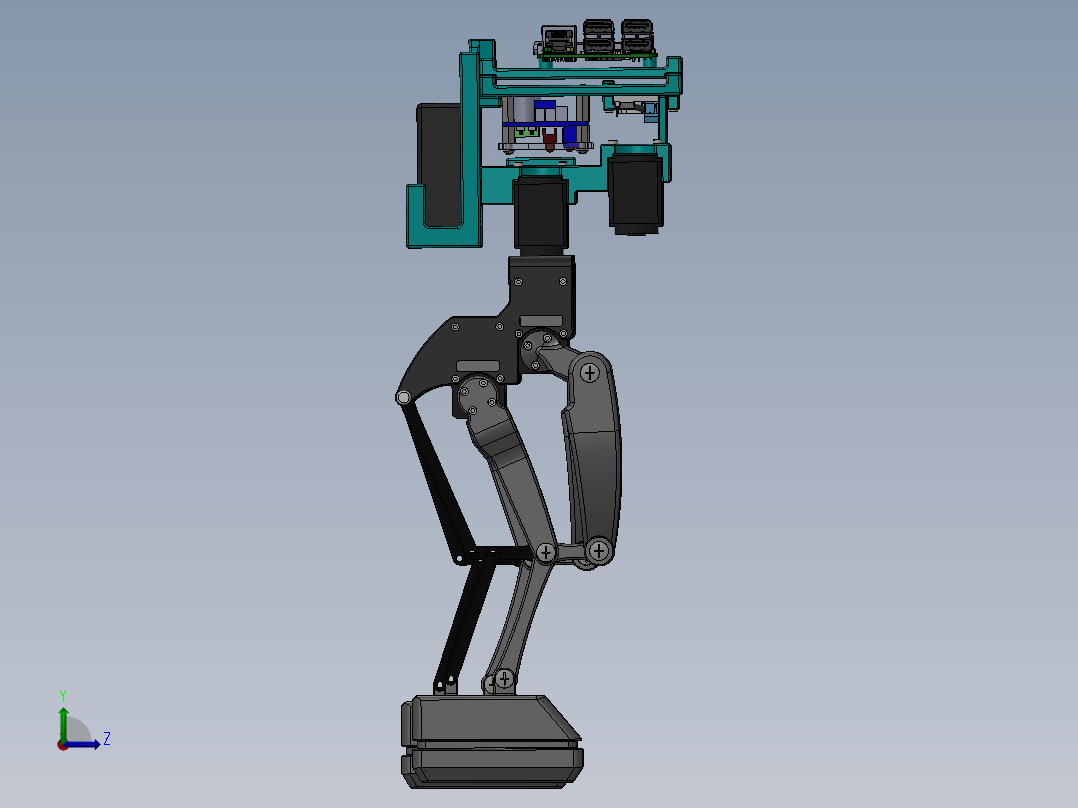 Bipedal Robot双足机器人结构sw23可编辑左视图