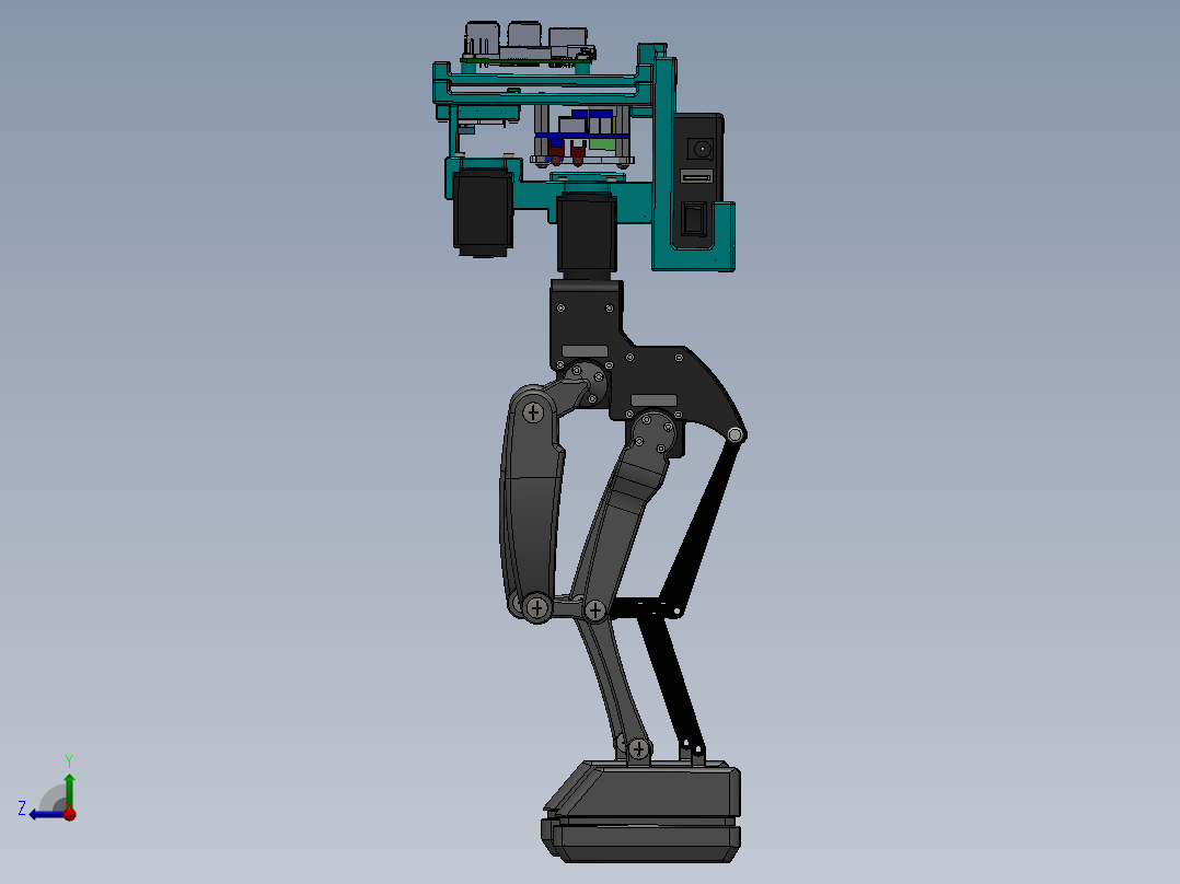 Bipedal Robot双足机器人结构sw23可编辑右视图