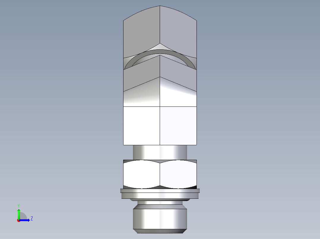 卡套式工业通用硬管接头EO_Adjustable_locknut_45_deg_elbow_VEE10LMCF左视图