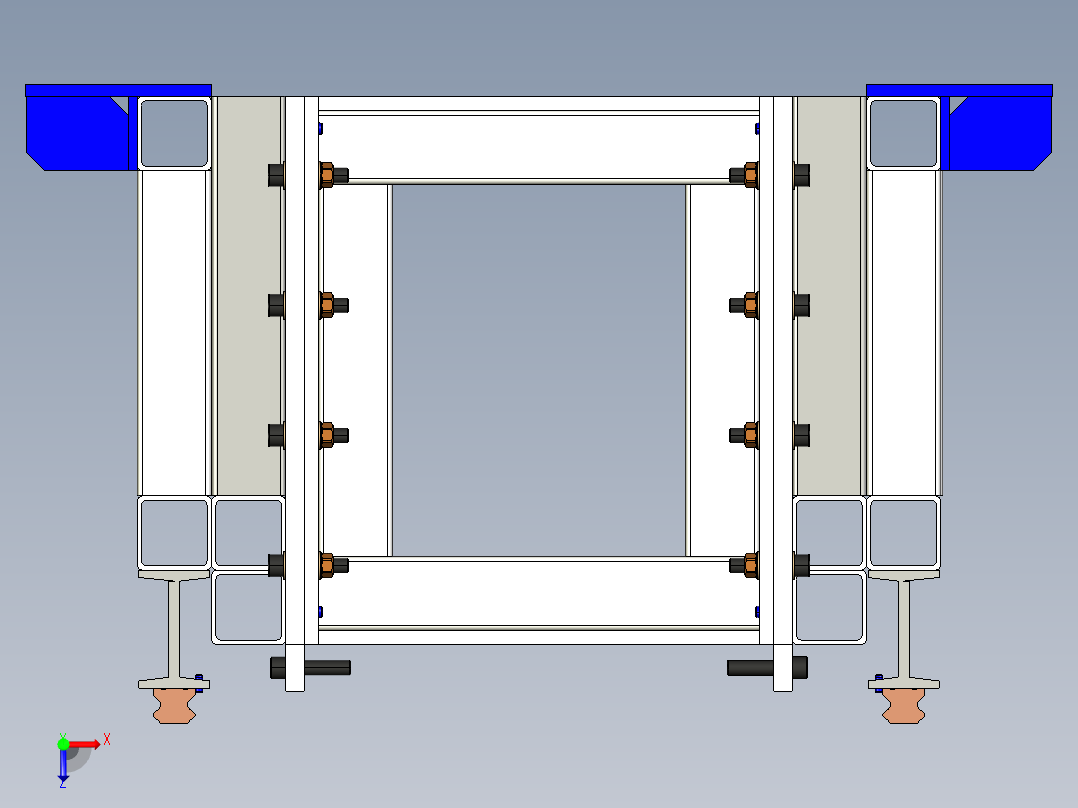 704轴数控铣床机台PROE设计俯视图