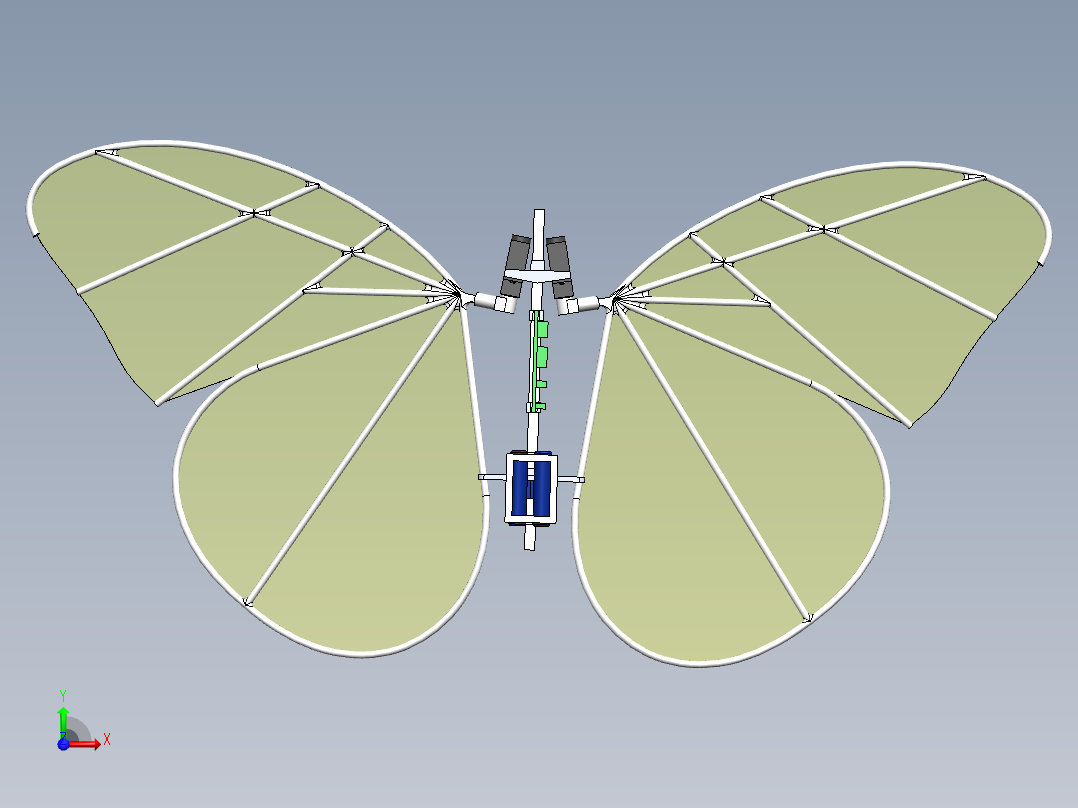 仿生蝴蝶三维模型设计含零件图前视图