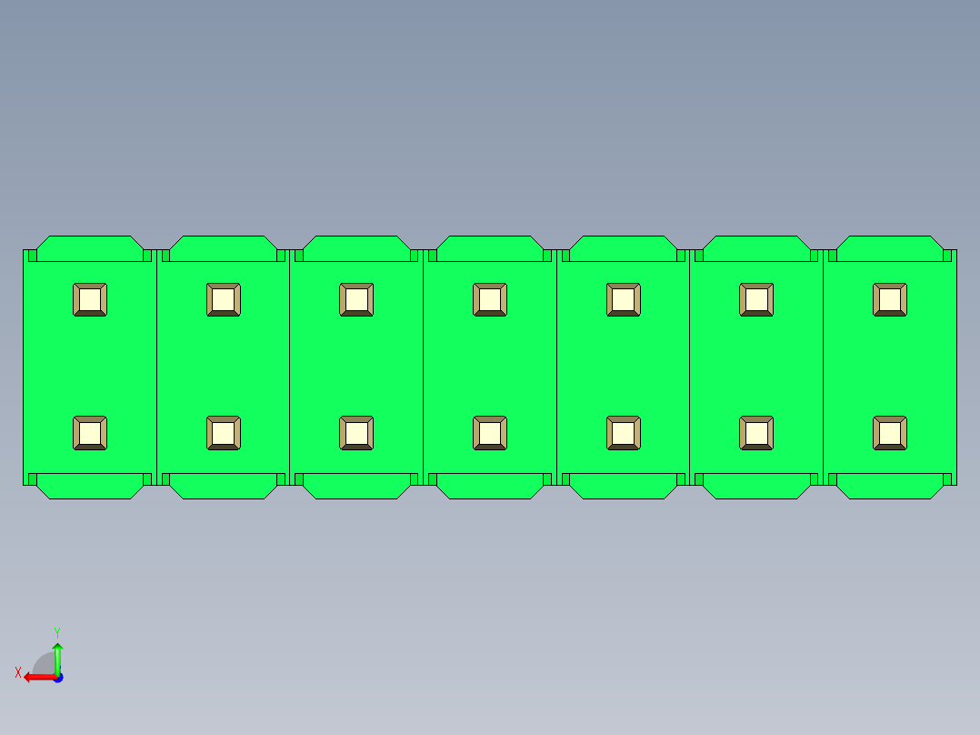 彩色公头100mil（2.54mm）系列-DS1021_green_2x07p_100mil_Type5_rev1.0后视图