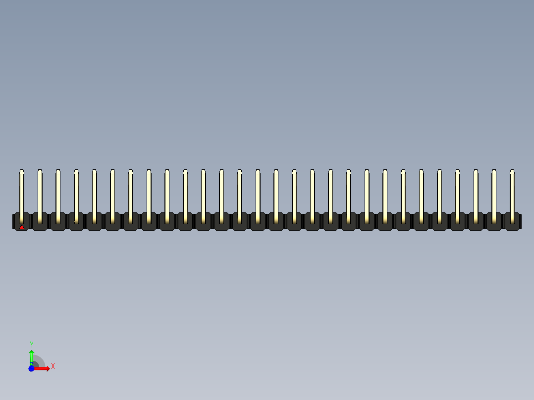 彩色公排针 100mil 2.54mm 系列-DS1022_black_28p_100mil_TypeU_rev1.0前视图