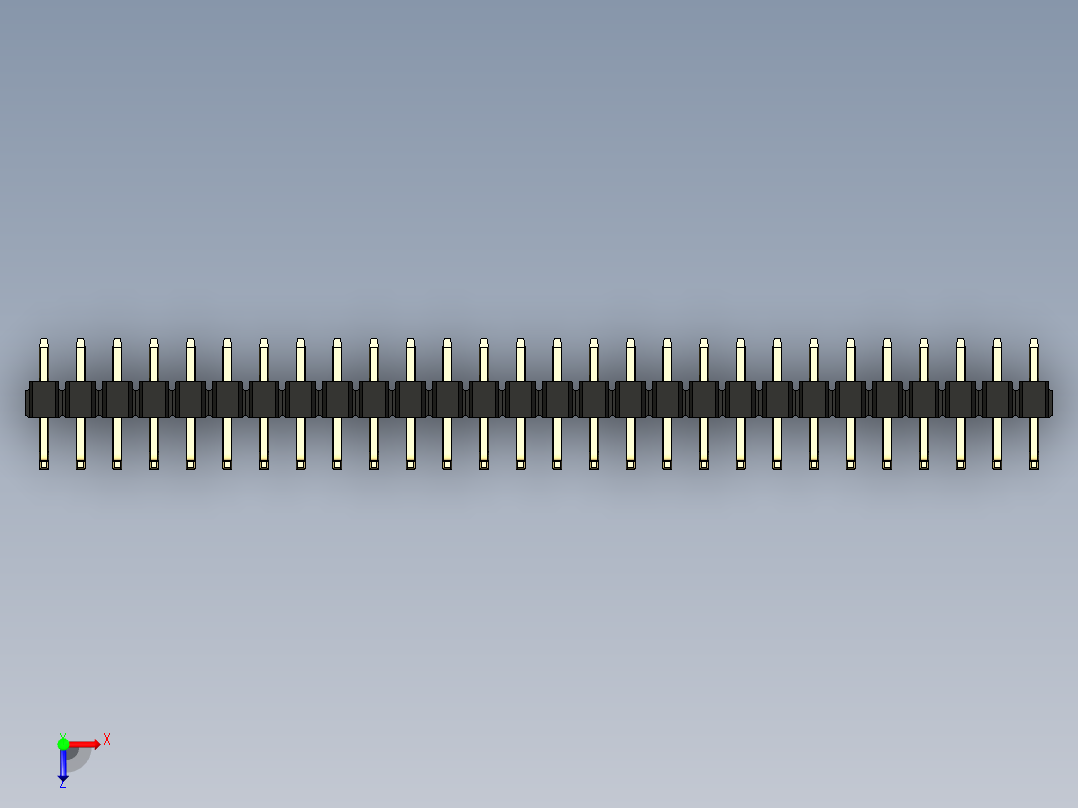 彩色公排针 100mil 2.54mm 系列-DS1022_black_28p_100mil_TypeU_rev1.0俯视图