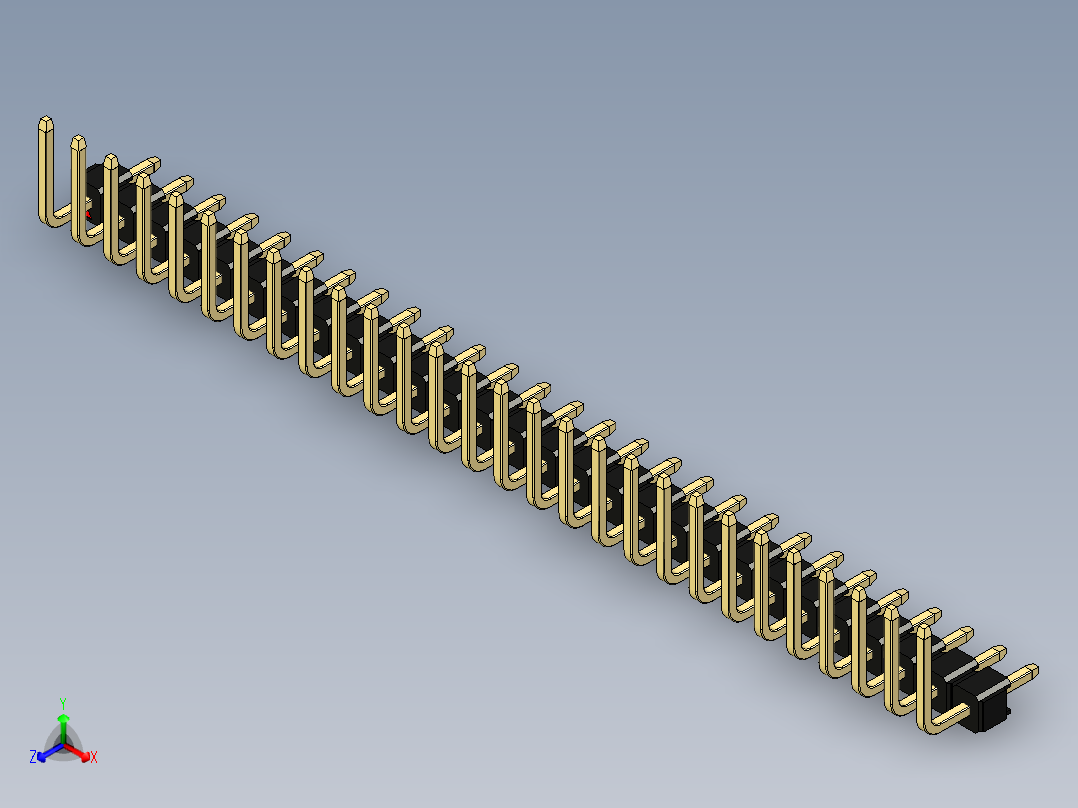 彩色公排针 100mil 2.54mm 系列-DS1022_black_28p_100mil_TypeU_rev1.0正等轴测图