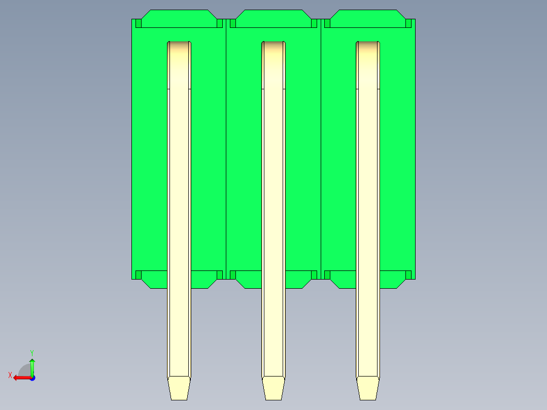彩色公排针 100mil 2.54mm 系列-DS1022_green_3x03p_100mil_TypeD_rev1.0后视图