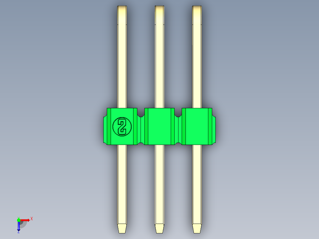 彩色公排针 100mil 2.54mm 系列-DS1022_green_3x03p_100mil_TypeD_rev1.0俯视图