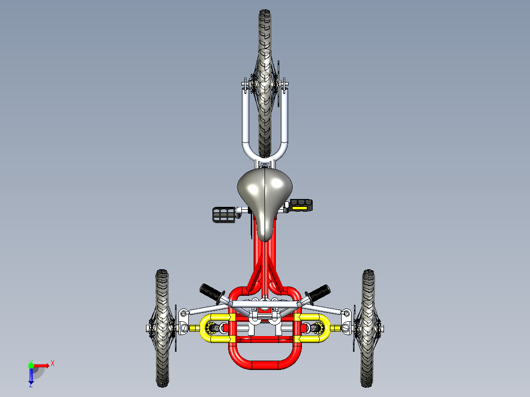 42---三轮自行车sw三维图纸模型设计图纸俯视图