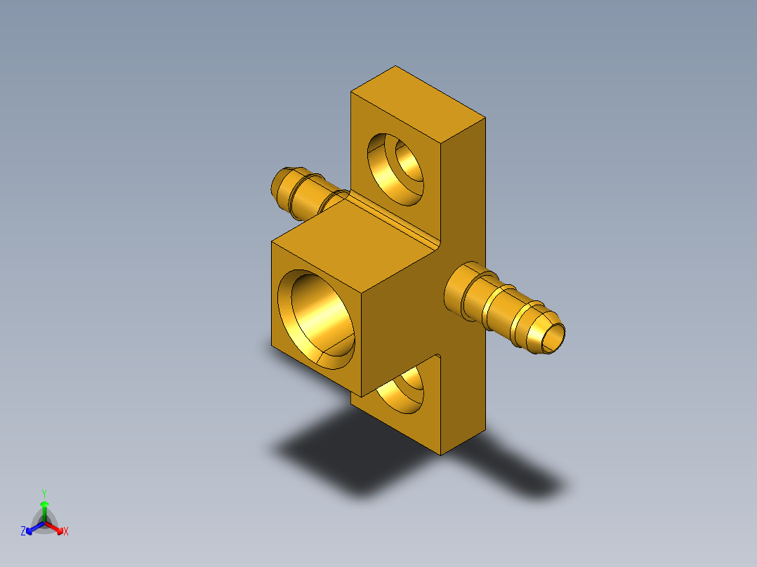 工业通用螺蚊管倒齿式工业硬管接头Adapter Tee 220-4-2正等轴测图
