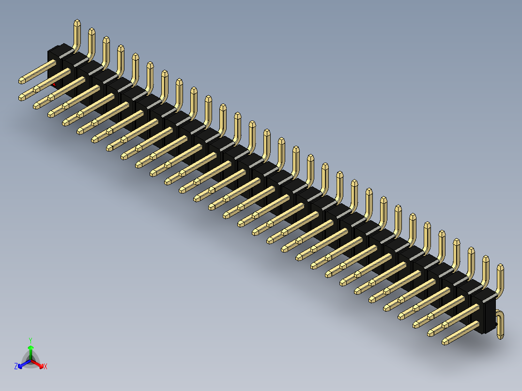 彩色公排针 100mil 2.54mm 系列-DS1022_black_60p_100mil_TypeSMT_rev1.0正等轴测图