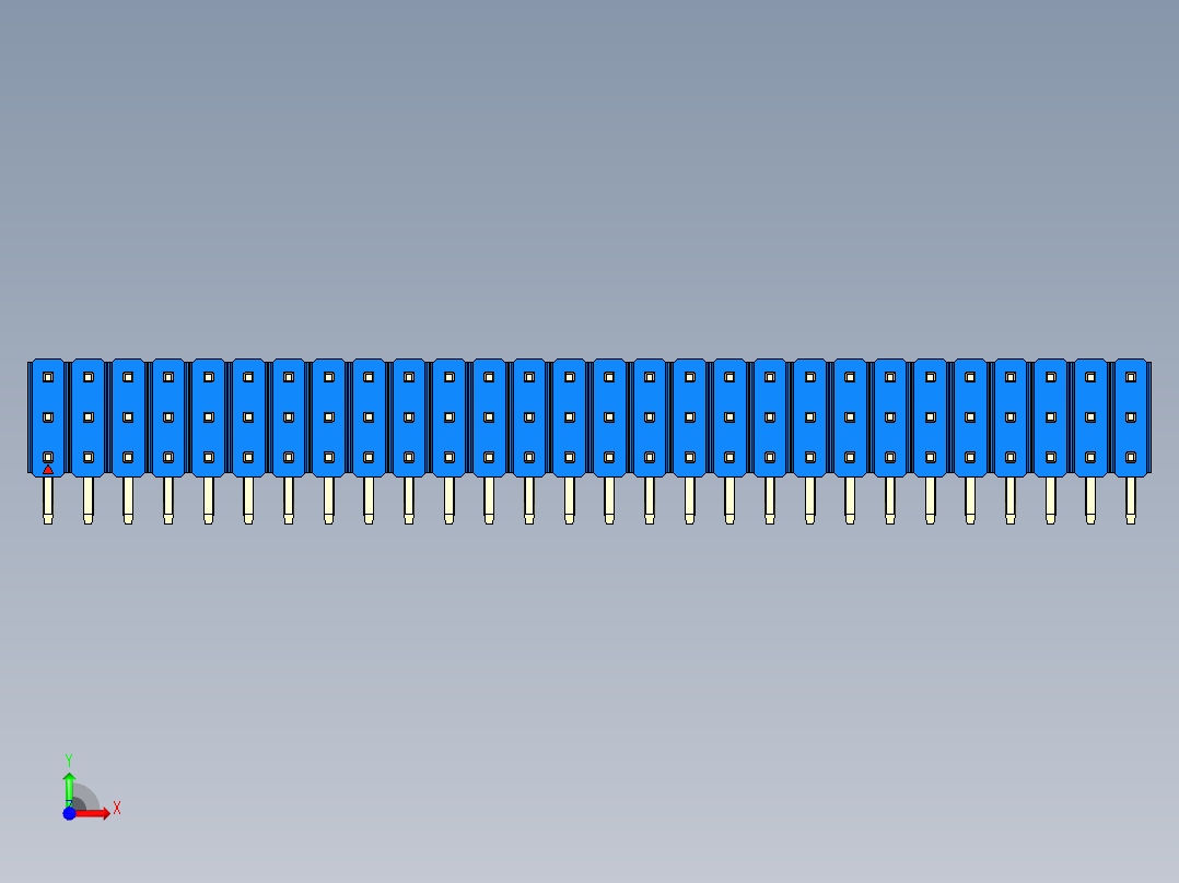 彩色公排针 100mil 2.54mm 系列-DS1022_blue_3x28p_100mil_TypeD_rev1.0前视图