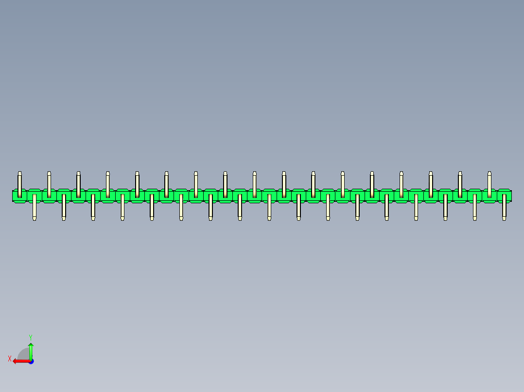 彩色公排针 100mil 2.54mm 系列-DS1022_green_34p_100mil_Type_SMT_R2_rev1.0后视图