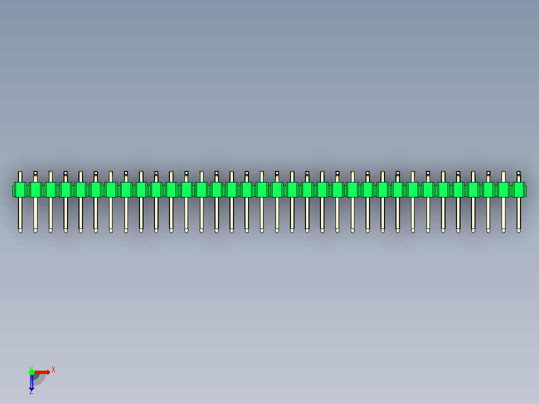 彩色公排针 100mil 2.54mm 系列-DS1022_green_34p_100mil_Type_SMT_R2_rev1.0俯视图
