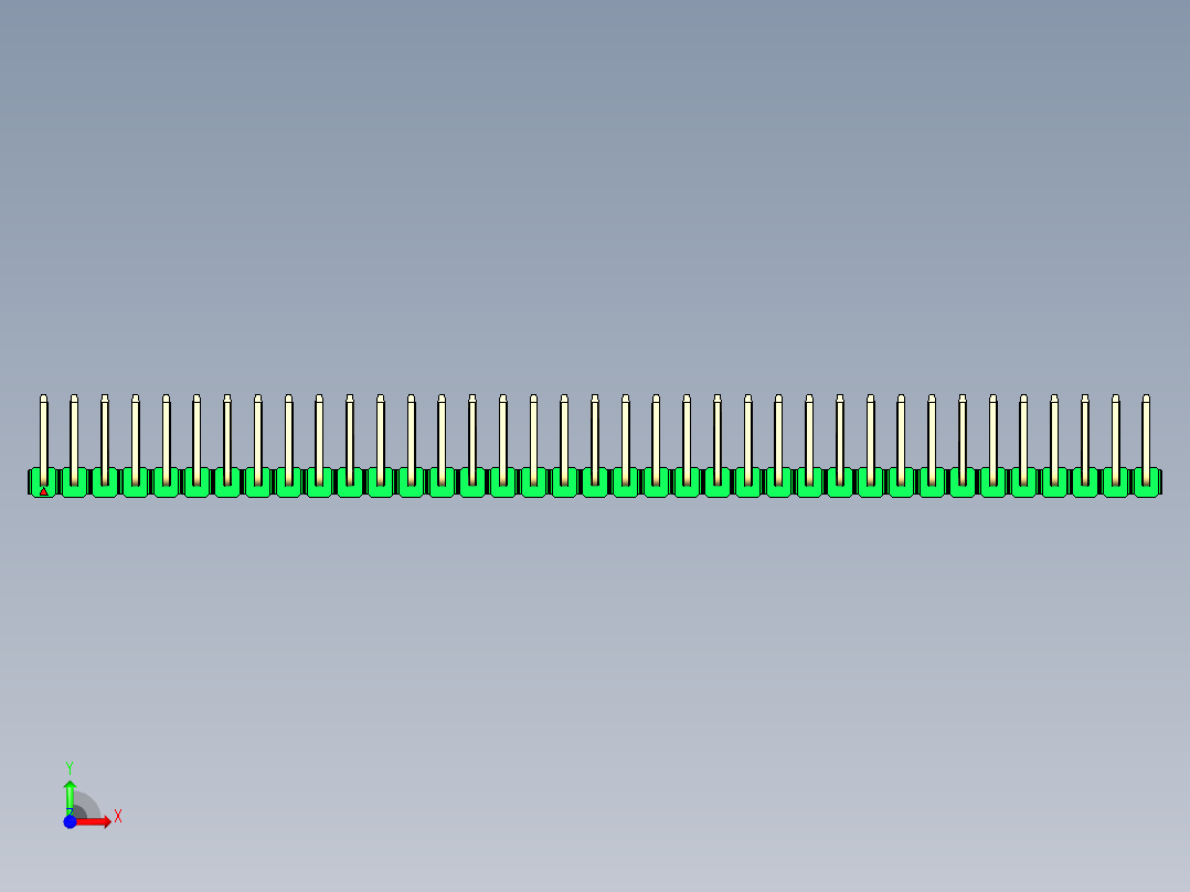 彩色公排针 100mil 2.54mm 系列-DS1022_green_37p_100mil_TypeU_rev1.0前视图