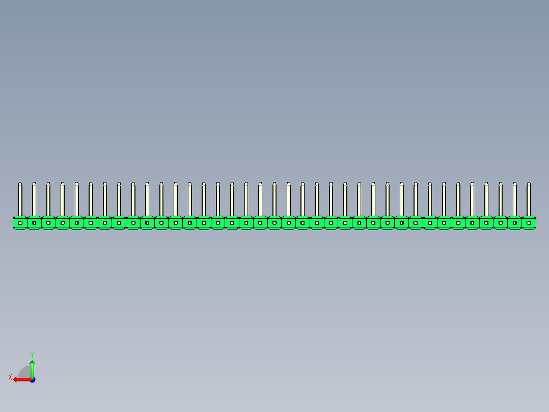 彩色公排针 100mil 2.54mm 系列-DS1022_green_37p_100mil_TypeU_rev1.0后视图