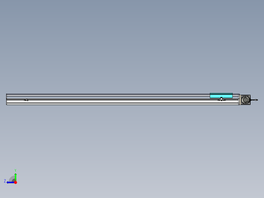 同步带滑台-半封闭B22-L100-C-S1950-R-P75-D3-N5右视图