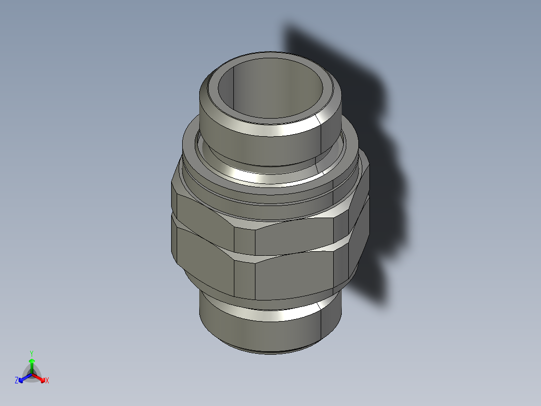 软管与硬管连接用工业通用接头0151_21_21_39正等轴测图