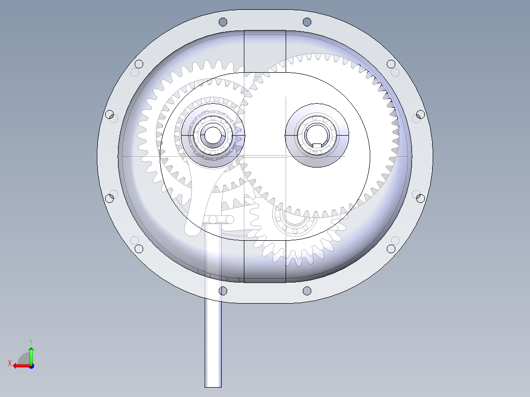 三轴四档变速器catia1027603后视图