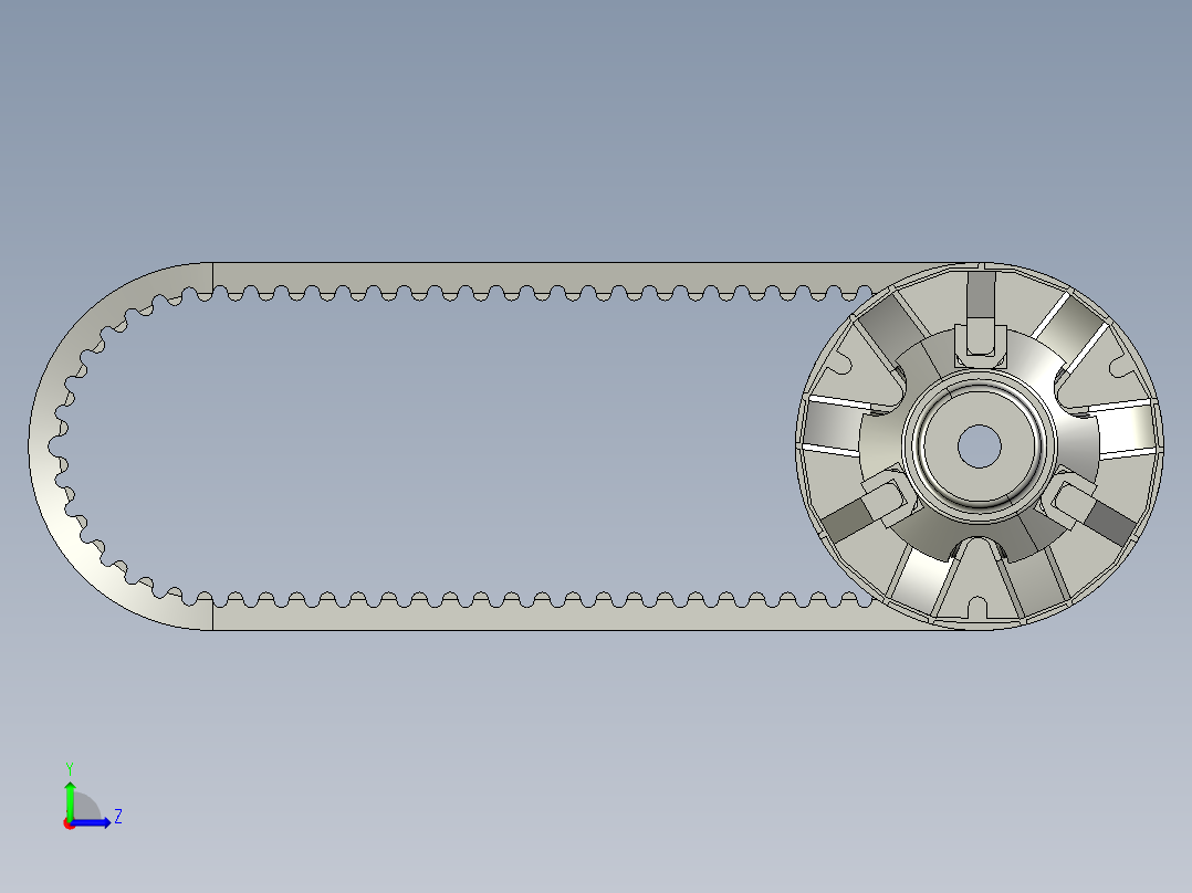 同步带轮CVT vario techno 125--stp三维 3d模型设计图左视图