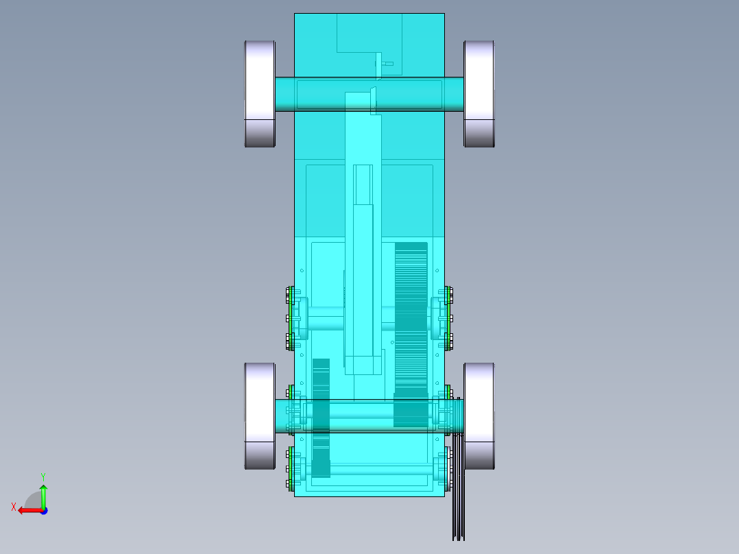 φ360齿轮齿条钢筋切断机的设计-含三维catia-没说明书后视图