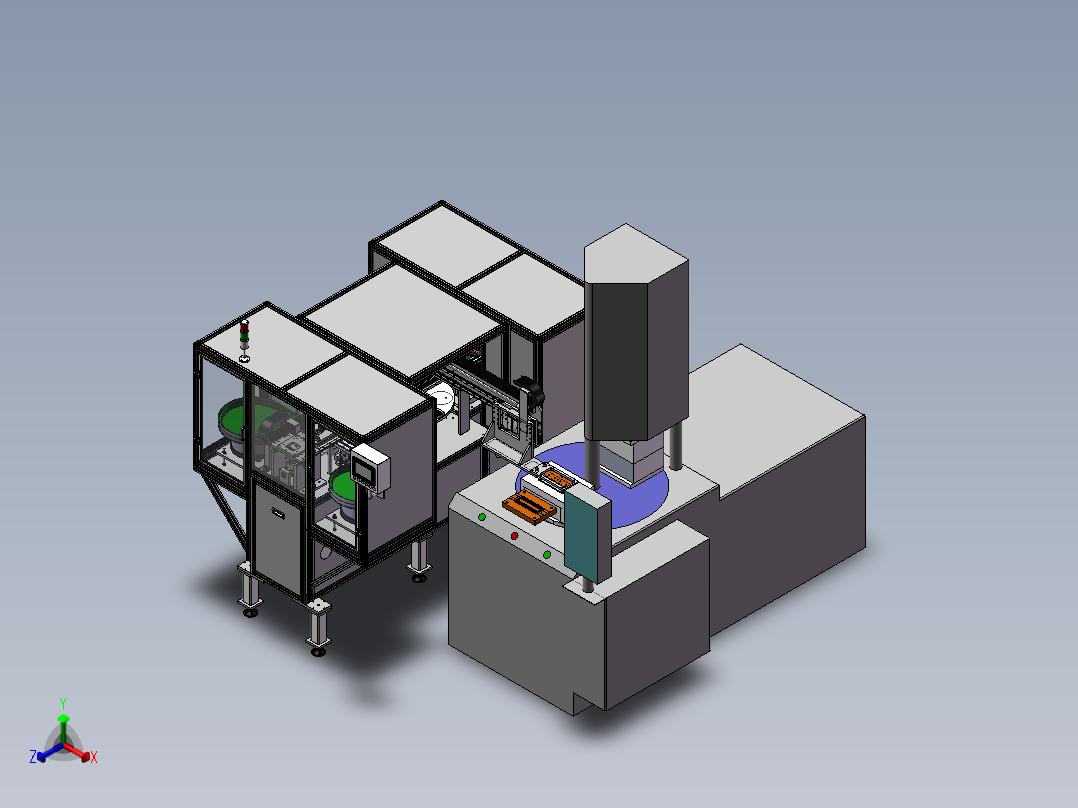 注塑机自动供端子机（sw14可编辑+工程图）正等轴测图