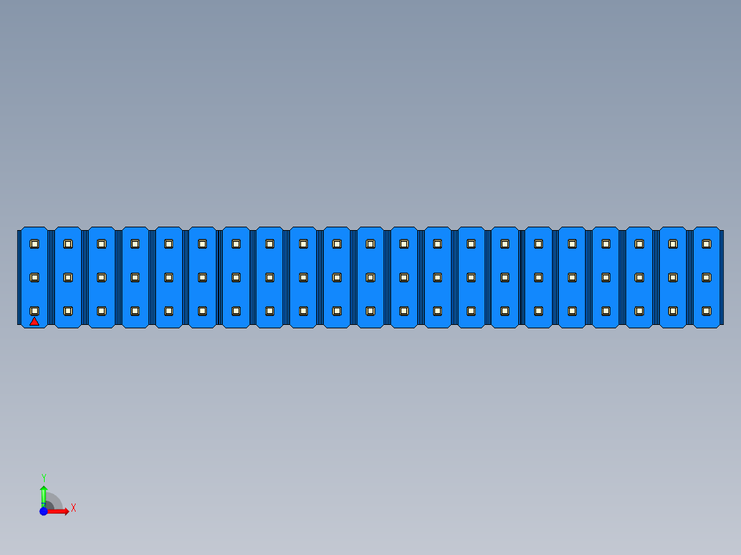 彩色公头100mil（2.54mm）系列-DS1021_blue_3x21p_100mil_Type5_rev1.0前视图