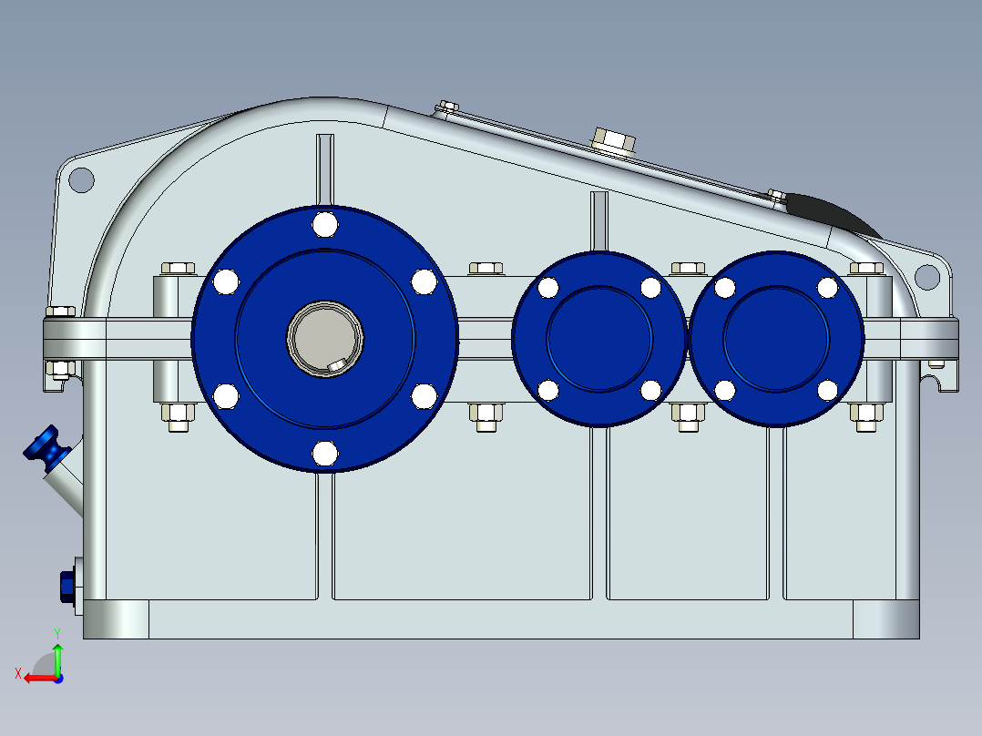 JX628-二级齿轮减速器的设计三维建模和运动仿真视频-Creo后视图