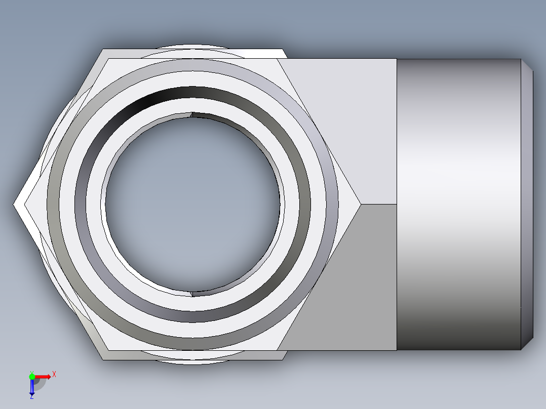 卡套式工业通用硬管接头EO_Adjustable_locknut_run_tee_LEE22LM27X2OROMDCF俯视图