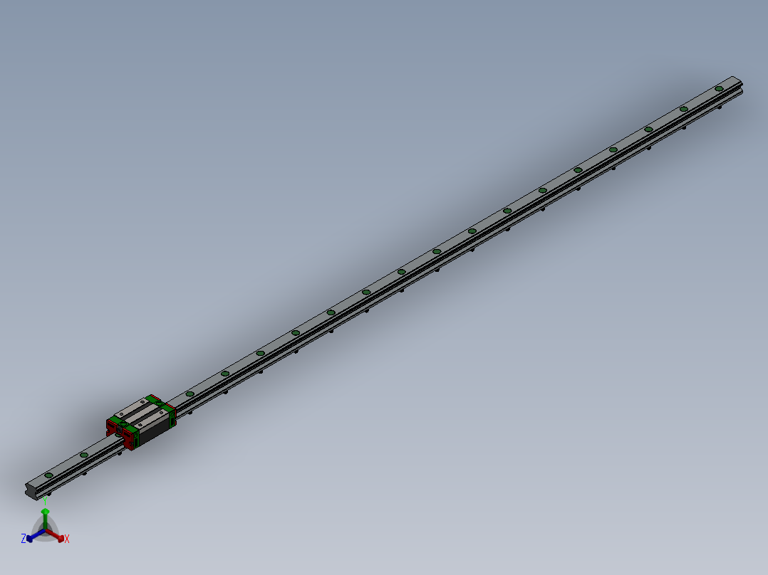 带有Hgr20R的直线导轨正等轴测图