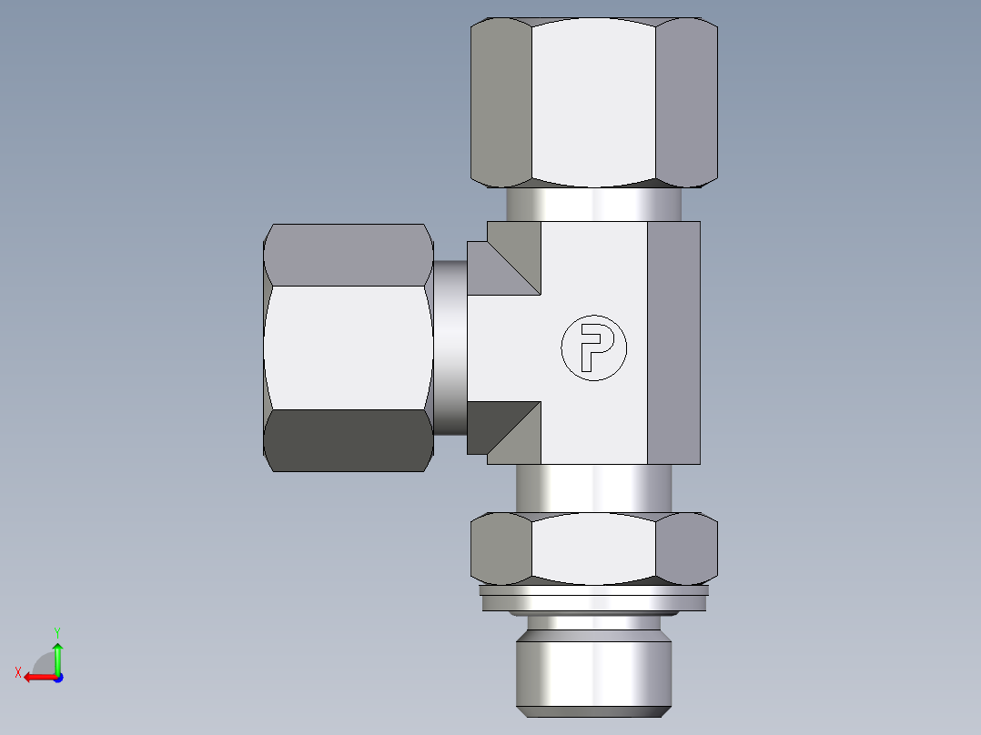 卡套式工业通用硬管接头EO_Adjustable_locknut_run_tee_LEE10SMCF后视图