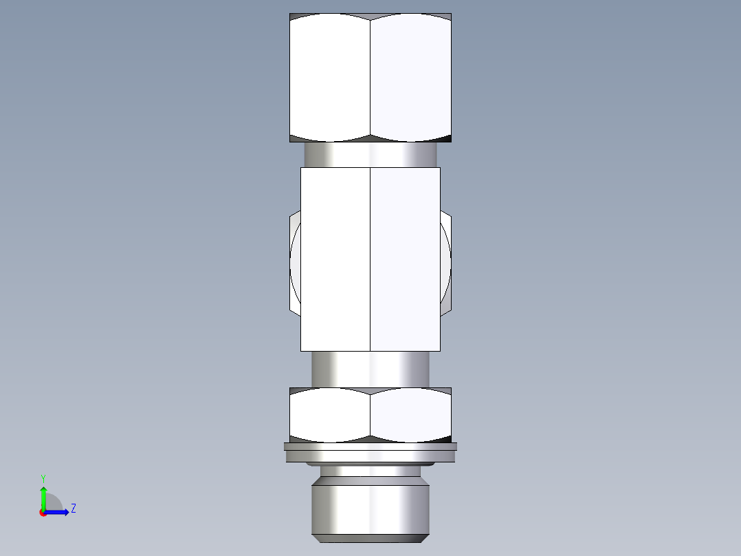 卡套式工业通用硬管接头EO_Adjustable_locknut_run_tee_LEE10SMCF左视图