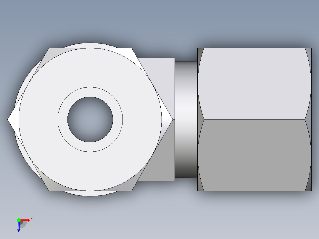 卡套式工业通用硬管接头EO_Adjustable_locknut_run_tee_LEE10SMCF俯视图