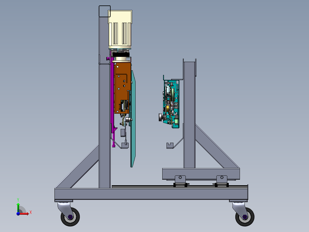 电梯门头系统寿命模拟测试机构sw19可编辑前视图