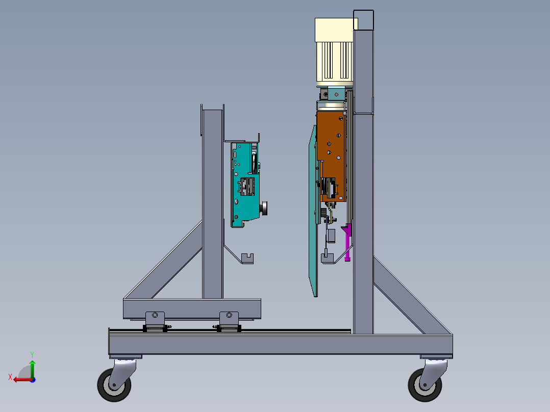 电梯门头系统寿命模拟测试机构sw19可编辑后视图