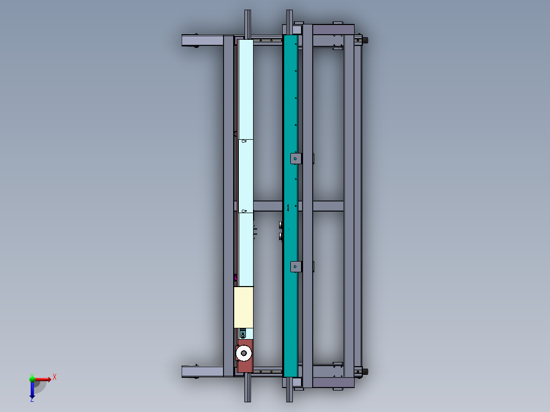 电梯门头系统寿命模拟测试机构sw19可编辑俯视图