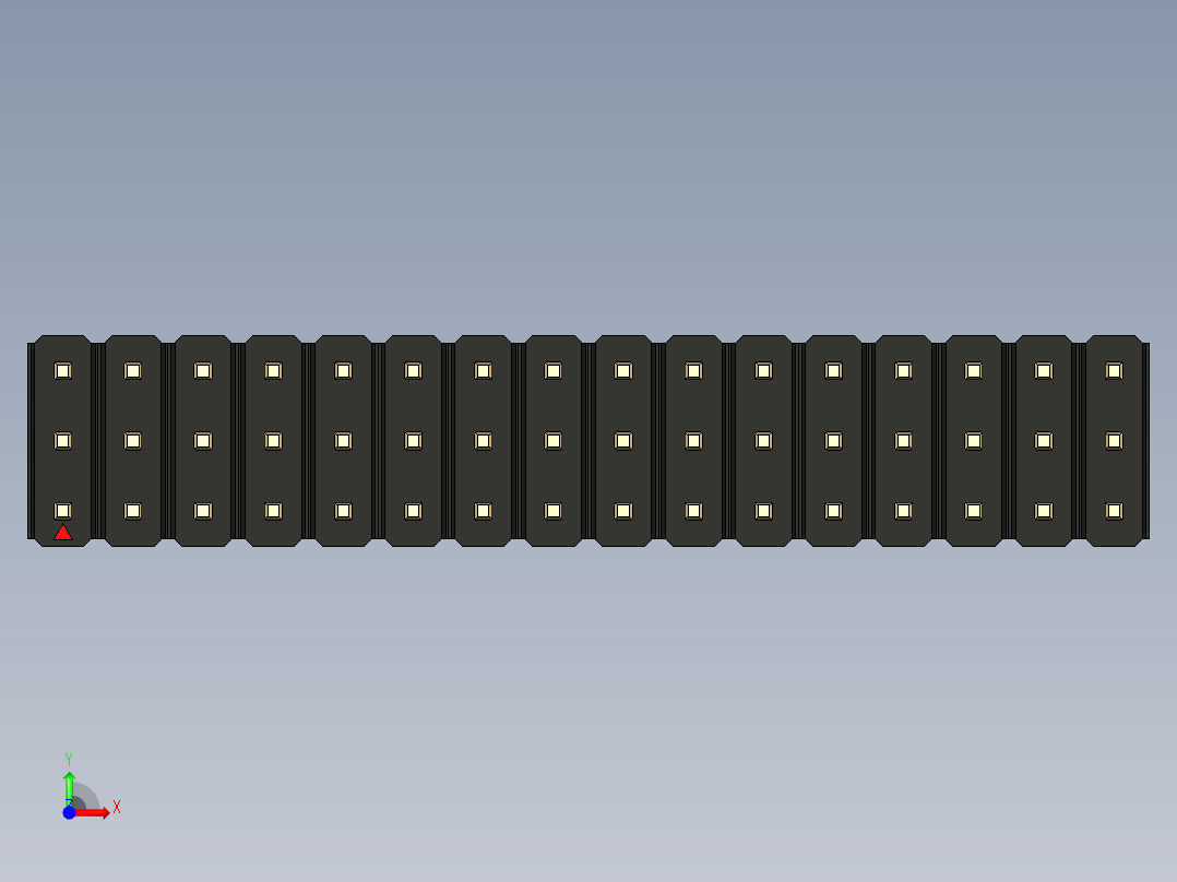 彩色公头100mil（2.54mm）系列-DS1021_black_3x16p_100mil_Type5_rev1.0前视图