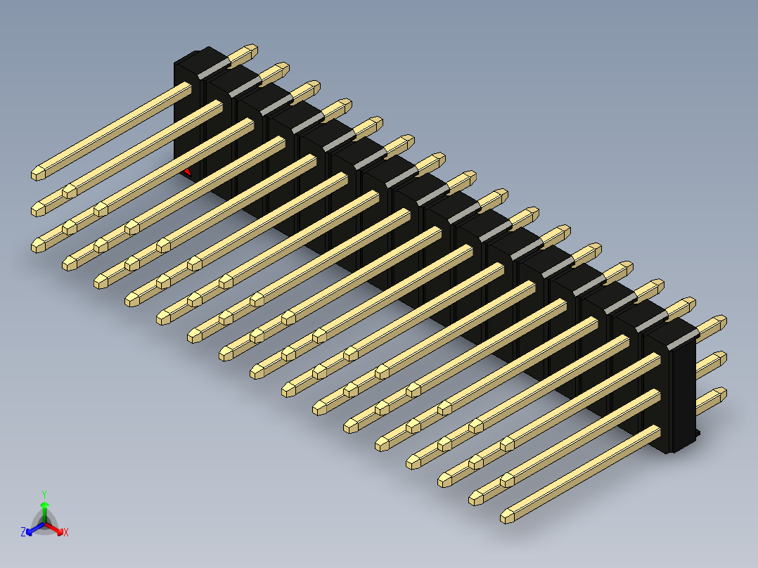 彩色公头100mil（2.54mm）系列-DS1021_black_3x16p_100mil_Type5_rev1.0正等轴测图