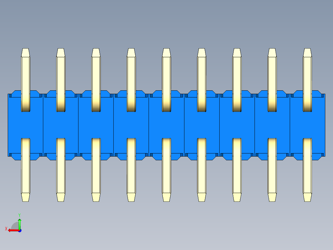 彩色公排针 100mil 2.54mm 系列-DS1022_blue_18p_100mil_TypeSMT_rev1.0后视图