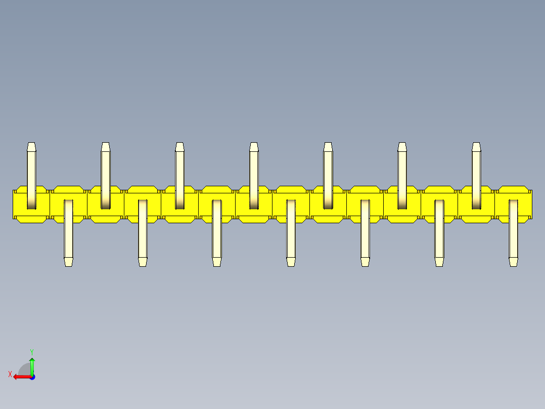 彩色公排针 100mil 2.54mm 系列-DS1022_yellow_14p_100mil_Type_SMT_R2_rev1.0后视图