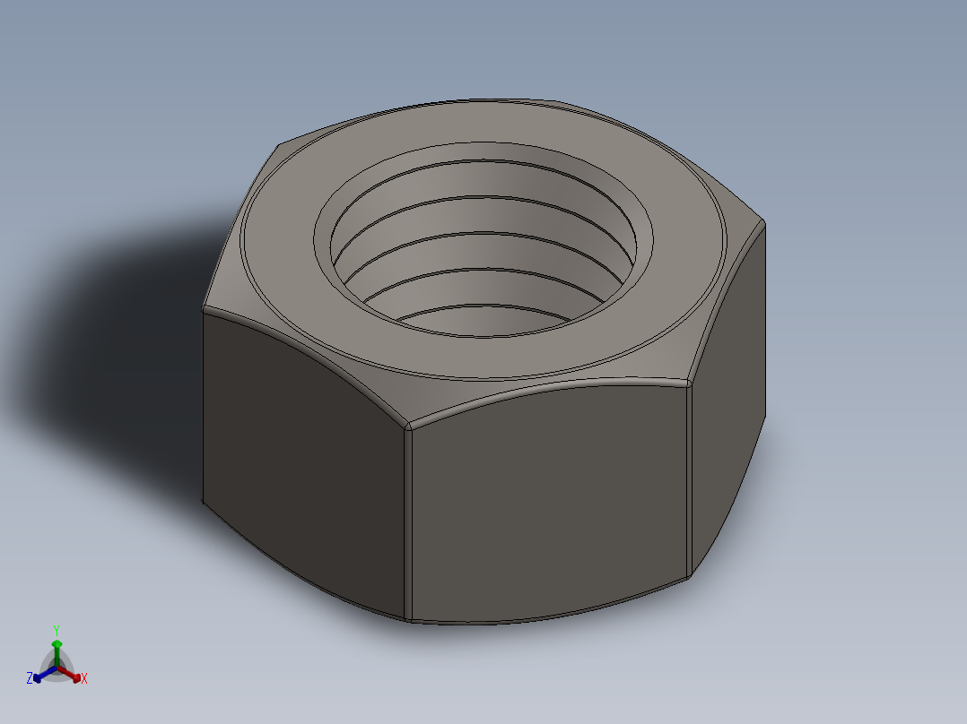 紧固件-Raw Steel Nut 0.8750正等轴测图